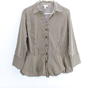 Harve Benard Tan Stripes Button Up Top
